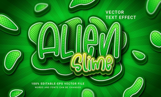 Efecto de estilo de texto 3d alien slime green