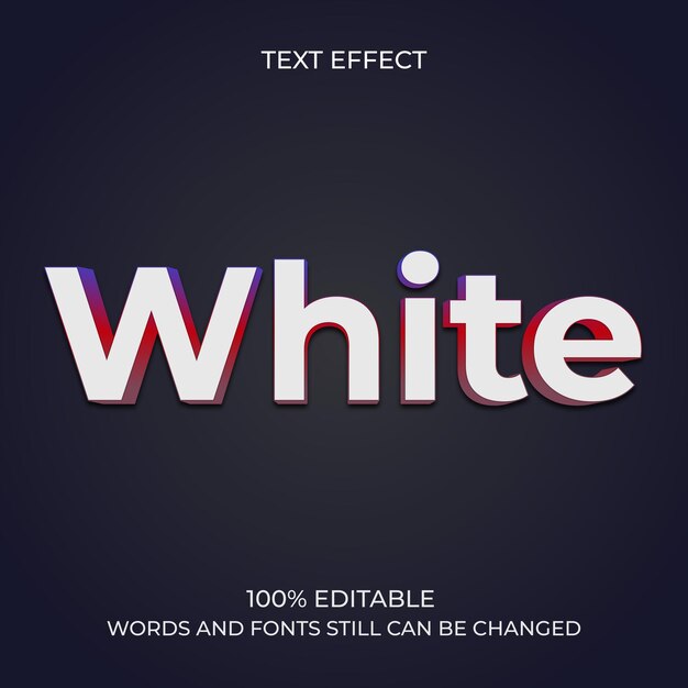 Efecto de estilo de texto 3d blanco