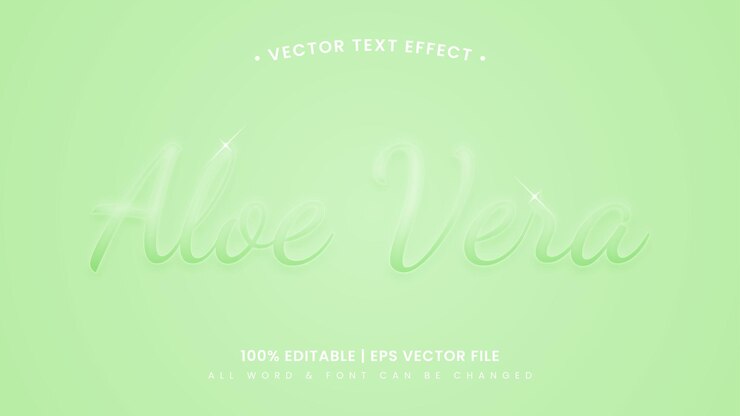 Vector efecto de estilo de texto 3d de cristal de aloe vera morph. estilo de texto de ilustrador editable.