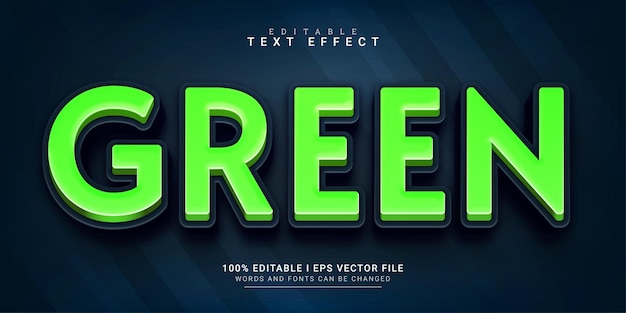 Efecto de estilo de texto 3d de dibujos animados verde