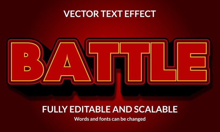 Vector efecto de estilo de texto 3d editable de batalla