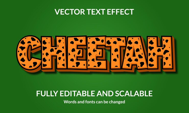 Vector efecto de estilo de texto 3d editable cheetah