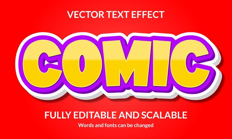 Vector efecto de estilo de texto 3d editable cómico