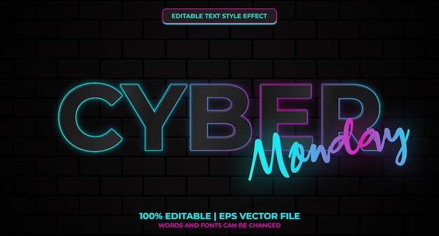 Efecto de estilo de texto 3d editable de cyber monday