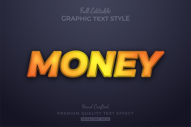 Efecto de estilo de texto 3d editable de dinero amarillo