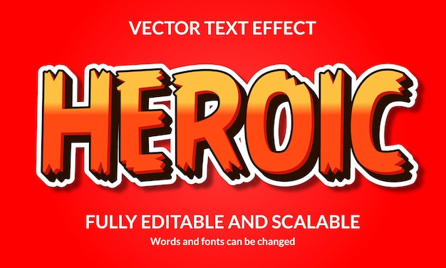 Efecto de estilo de texto 3D editable heroico