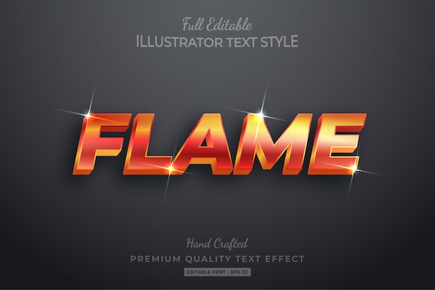 Efecto de estilo de texto 3D editable de llama