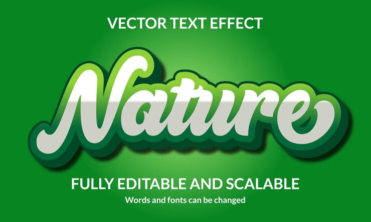 Vector efecto de estilo de texto 3d editable de la naturaleza
