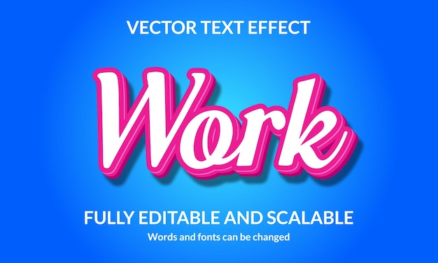 Vector efecto de estilo de texto 3d editable de trabajo