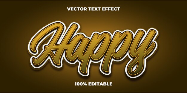 Efecto de estilo de texto 3D feliz con tema de niño feliz