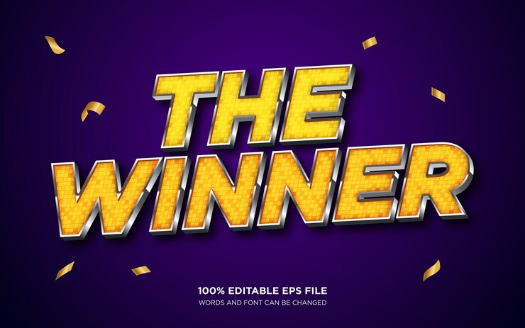 Vector el efecto de estilo de texto 3d ganador