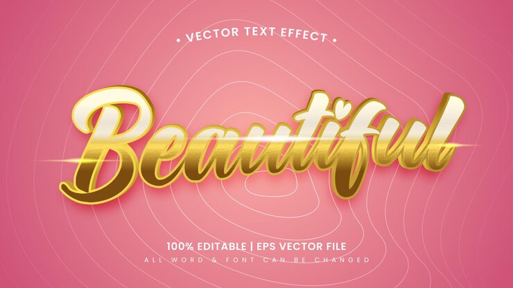 Vector efecto de estilo de texto 3d hermoso dorado brillante. estilo de texto de ilustrador editable.