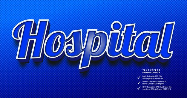 Efecto de estilo de texto 3d de hospital