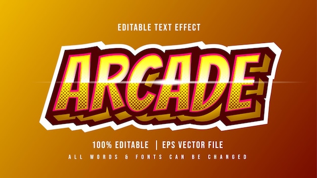 Efecto de estilo de texto 3d para juegos de arcade. estilo de texto de ilustrador editable.