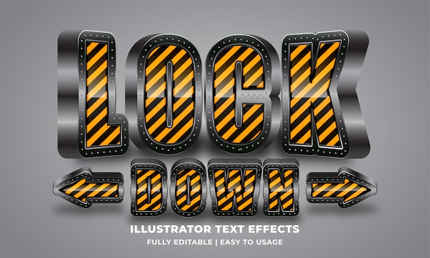 Vector efecto de estilo de texto 3d de lockdown corona virus