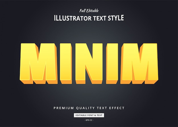 Efecto de estilo de texto 3d minimalista amarillo