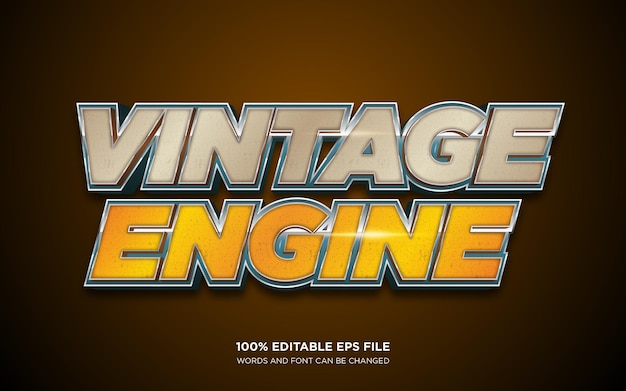 Efecto de estilo de texto 3D de motor vintage