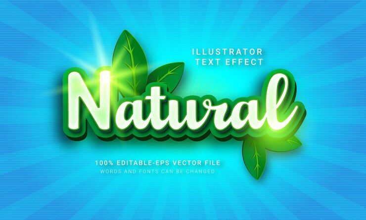 Vector efecto de estilo de texto 3d natural.