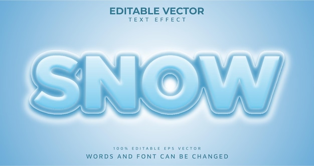 Efecto de estilo de texto 3d de nieve Vector editable