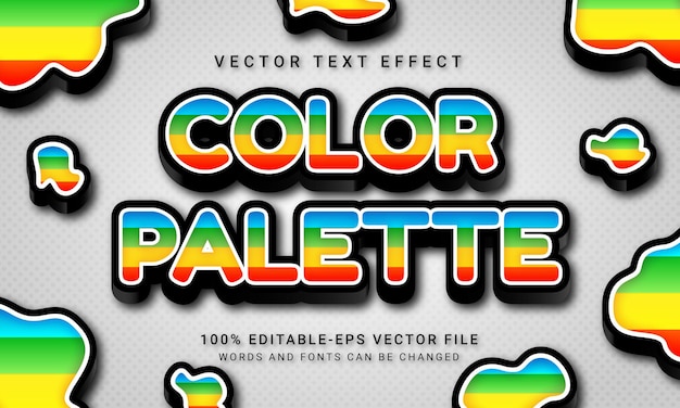 Efecto de estilo de texto 3d de paleta de colores