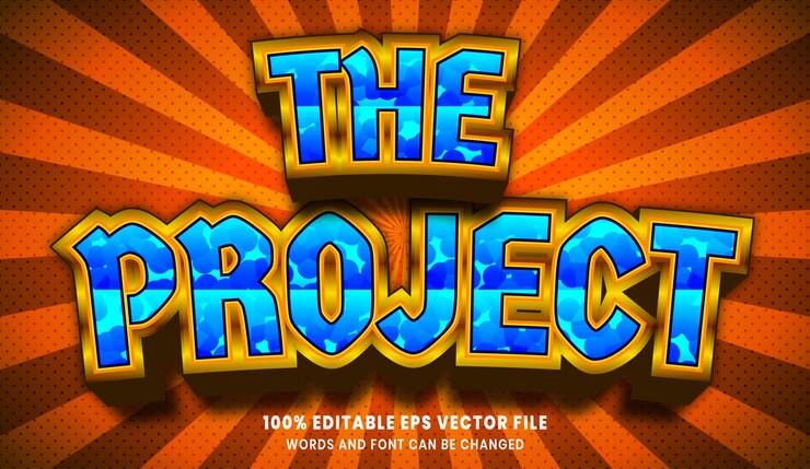 Vector el efecto de estilo de texto 3d del proyecto