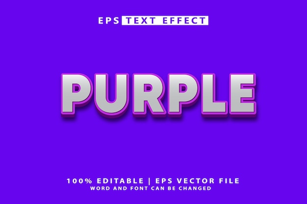 efecto de estilo de texto 3D púrpura eps