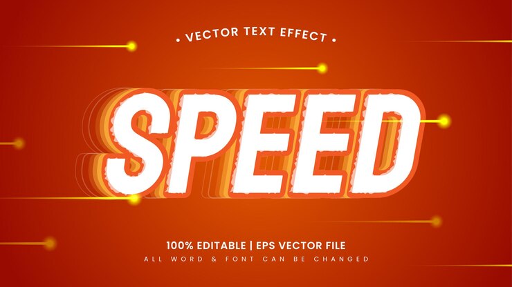 Vector efecto de estilo de texto 3d rápido de velocidad. estilo de texto de ilustrador editable.