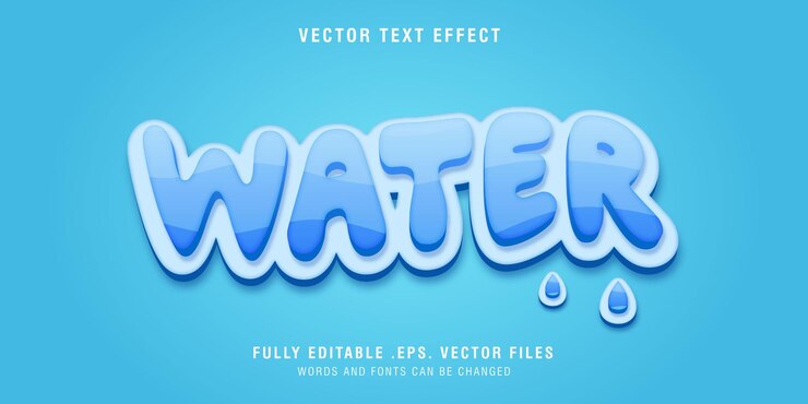 Vector efecto de estilo de texto de agua editable