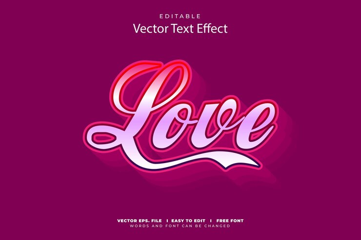 Vector efecto de estilo de texto de amor vector libre