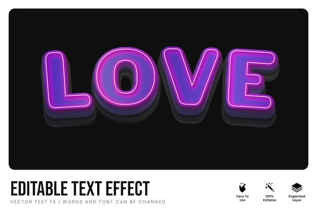 Efecto de estilo de texto de amor