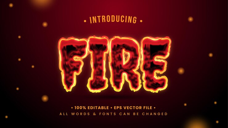 Vector efecto de estilo de texto ardiente fuego 3d. estilo de texto de ilustrador editable.