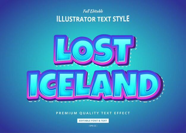 Efecto de estilo de texto azul de islandia