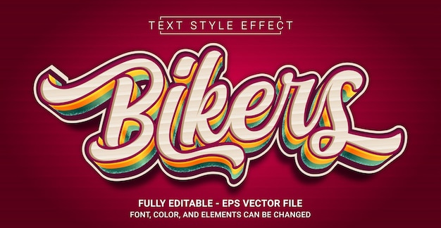 Efecto de estilo de texto de bikers plantilla de texto gráfico editable