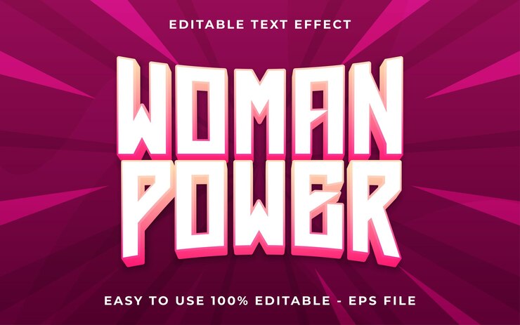 Vector efecto de estilo de texto de brillo de gradiente de energía de 3d mujer plantilla de efecto de texto editable