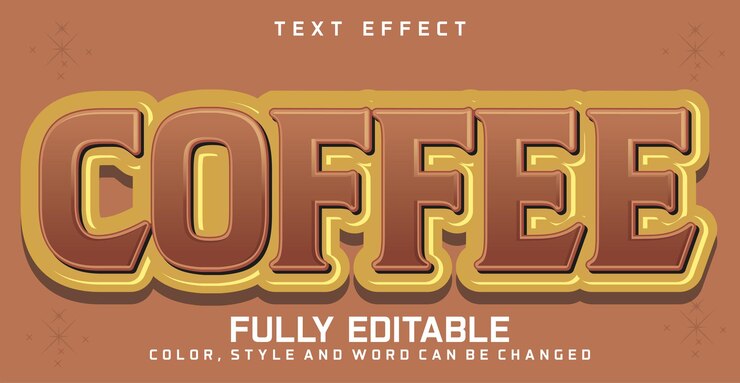 Vector efecto de estilo de texto de café editable tema de estilo de lenguaje de texto
