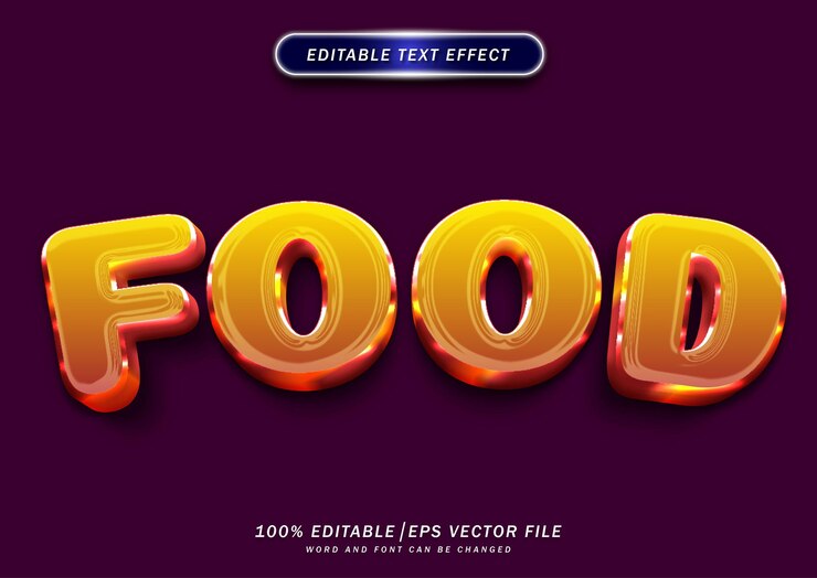 Vector efecto de estilo de texto de comida de lujo editable