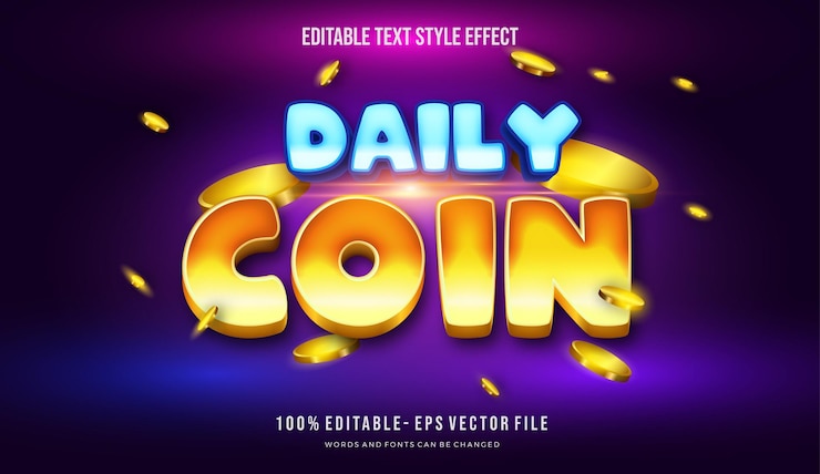 Vector efecto de estilo de texto de concepto de título de moneda. fuentes vectoriales editables
