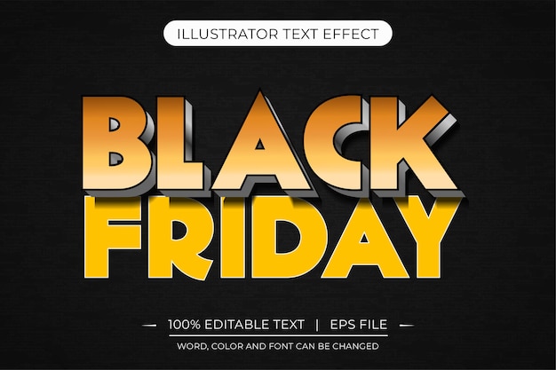Efecto de estilo de texto editable 3d abstracto amarillo de viernes negro