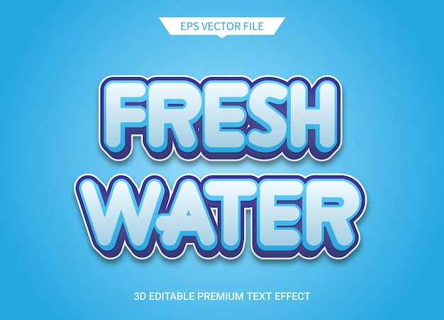 Efecto de estilo de texto editable 3d de agua dulce