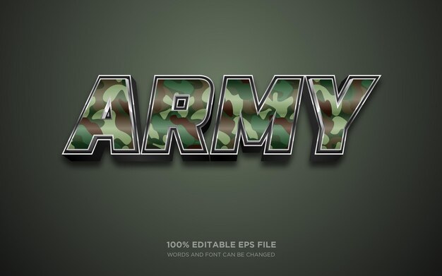 Efecto de estilo de texto editable 3D Army