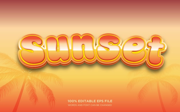 Efecto de estilo de texto editable en 3D para el atardecer