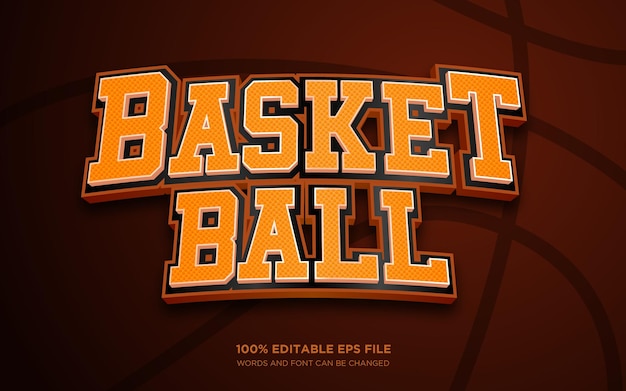 Efecto de estilo de texto editable 3D de baloncesto