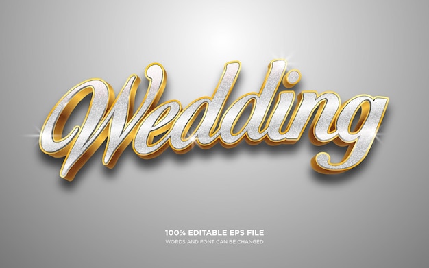 Vector efecto de estilo de texto editable 3d de boda