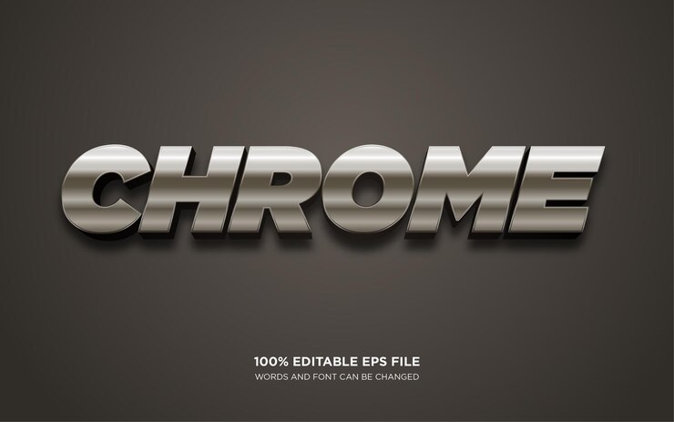 Vector efecto de estilo de texto editable 3d de chrome