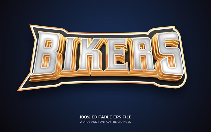 Vector efecto de estilo de texto editable 3d de ciclistas