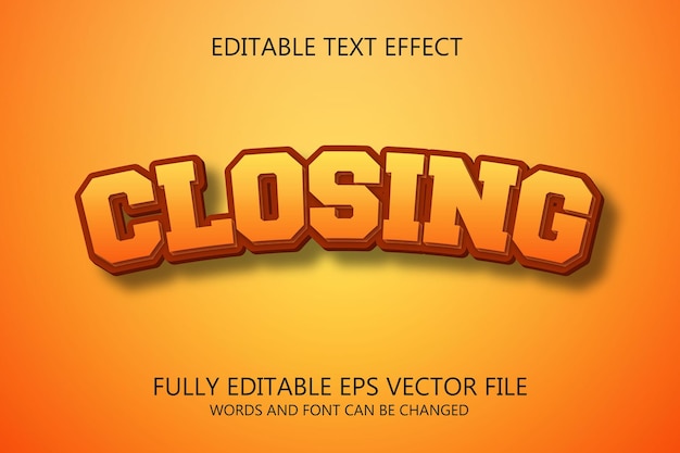 Efecto de estilo de texto editable 3d de cierre