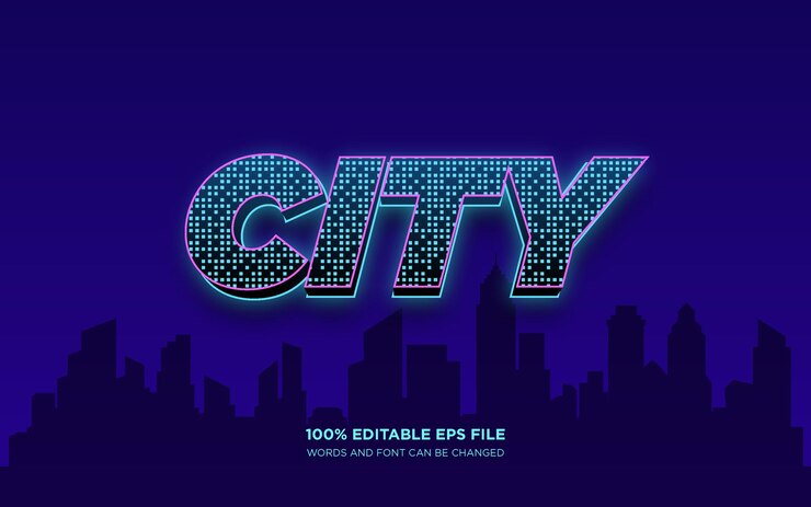 Vector efecto de estilo de texto editable 3d de la ciudad