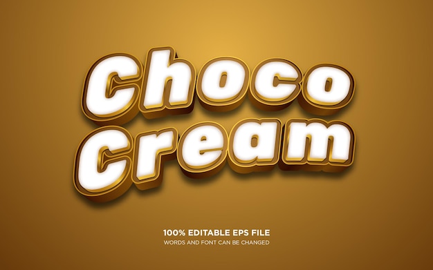 Efecto de estilo de texto editable 3D de crema de chocolate