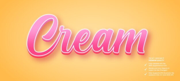 Efecto de estilo de texto editable 3d crema