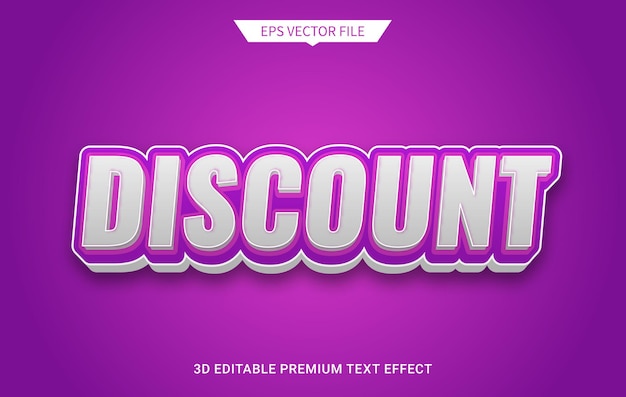 Efecto de estilo de texto editable 3d de descuento moderno vector premium